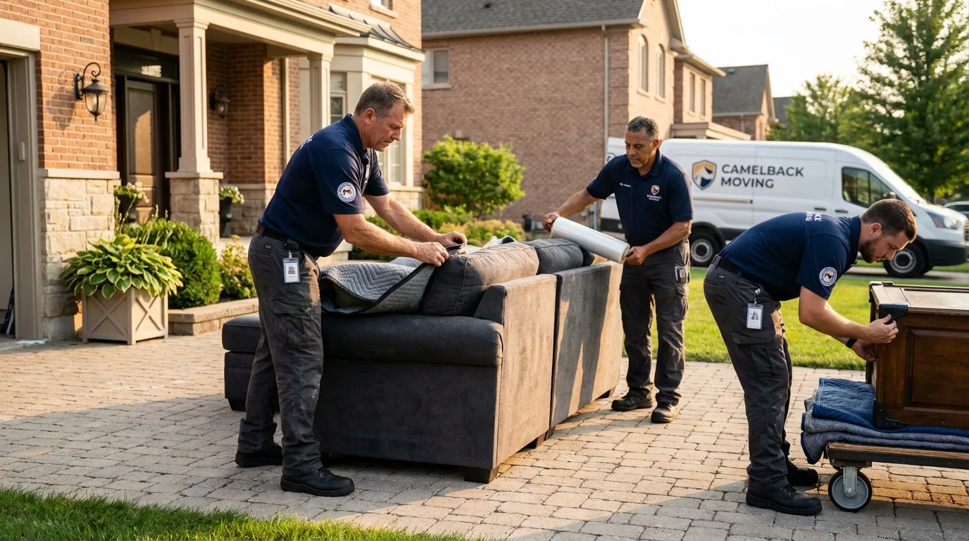 Large estate moving crew wrapping furniture in Crookston, MN