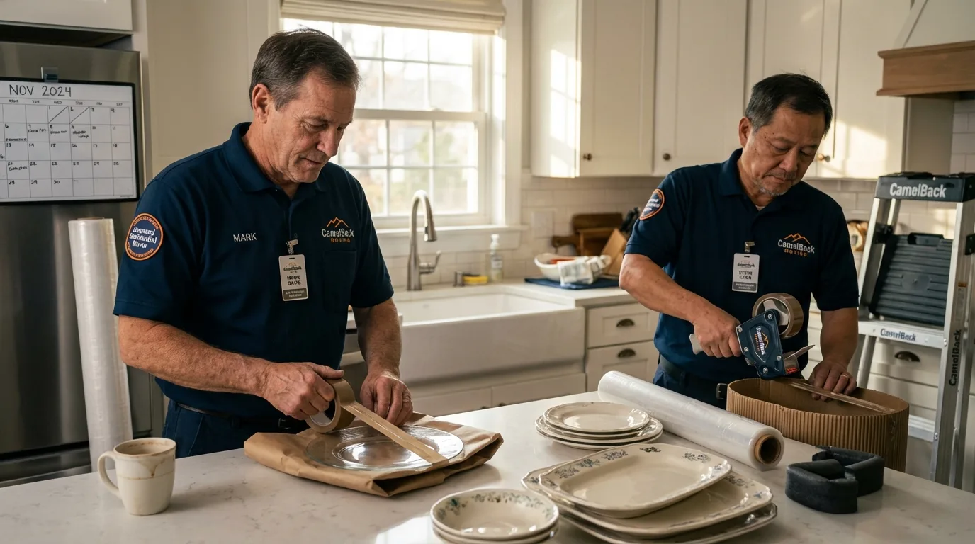 Professional crew packing kitchen dishware in Crookston, MN